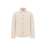 Herno Velvet-Effect Shearling Shacket in Cream White | Men's Coats | Luxury Shoes 