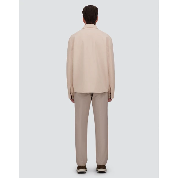Herno Velvet-Effect Shearling Shacket in Cream White | Men's Coats | Luxury Shoes 