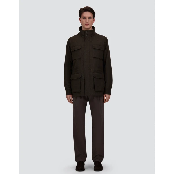 Herno Vintage-Effect Wool-Blend Field Jacket in Light Military | Men's Jackets | Luxury Shoes 