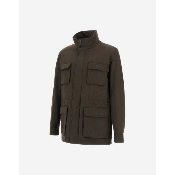 Herno Vintage-Effect Wool-Blend Field Jacket in Light Military | Men's Jackets | Luxury Shoes 