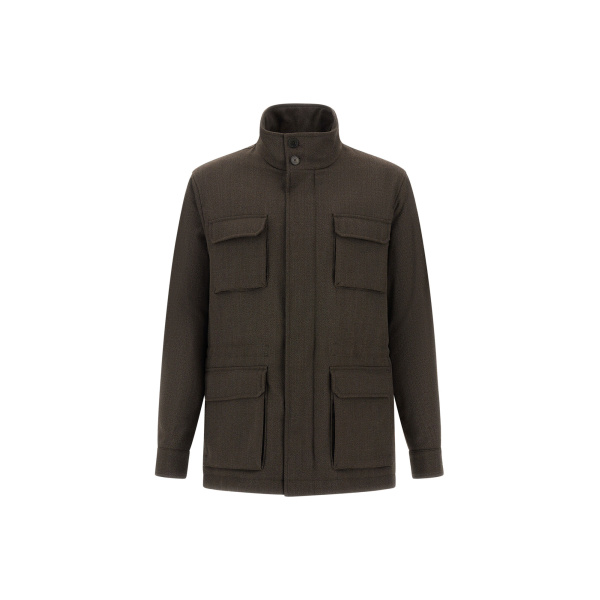 Herno Vintage-Effect Wool-Blend Field Jacket in Light Military | Men's Jackets | Luxury Shoes 