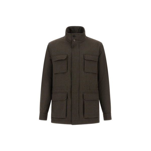 Herno Vintage-Effect Wool-Blend Field Jacket in Light Military | Men's Jackets | Luxury Shoes 