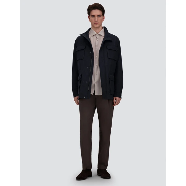 Herno Vintage-Effect Wool-Blend Field Jacket in Navy Blue | Men's Jackets | Luxury Shoes 