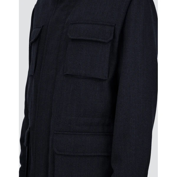 Herno Vintage-Effect Wool-Blend Field Jacket in Navy Blue | Men's Jackets | Luxury Shoes 