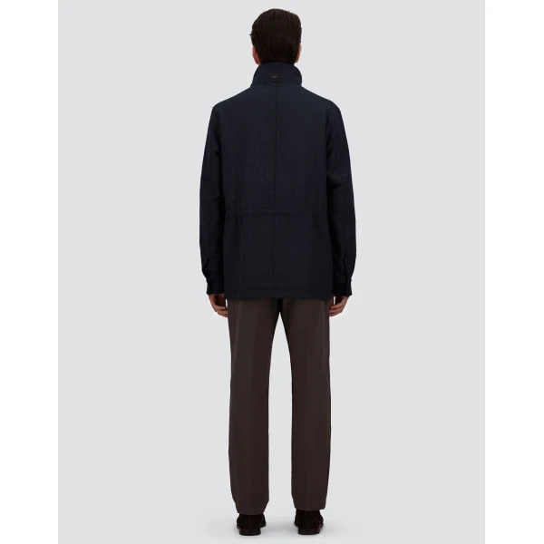 Herno Vintage-Effect Wool-Blend Field Jacket in Navy Blue | Men's Jackets | Luxury Shoes 