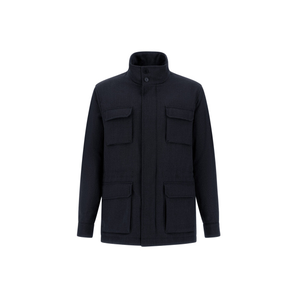 Herno Vintage-Effect Wool-Blend Field Jacket in Navy Blue | Men's Jackets | Luxury Shoes 