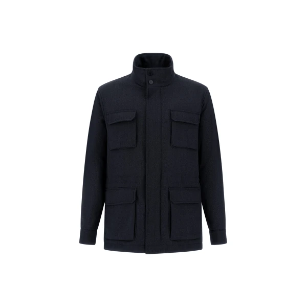 Herno Vintage-Effect Wool-Blend Field Jacket in Navy Blue | Men's Jackets | Luxury Shoes 