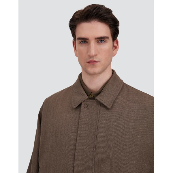 Herno Vintage-Effect Wool-Blend Raincoat in Light Taupe | Men's Coats | Luxury Shoes 