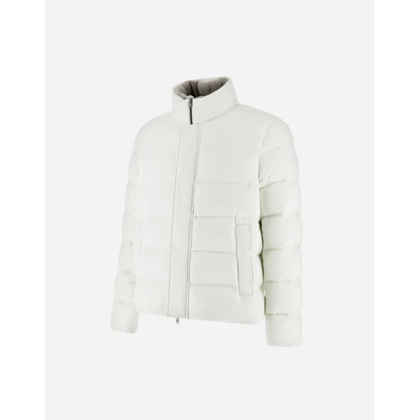 Herno White Bomber Jacket in Arendelle and Faux Fur | Men's Jackets | Luxury Shoes 