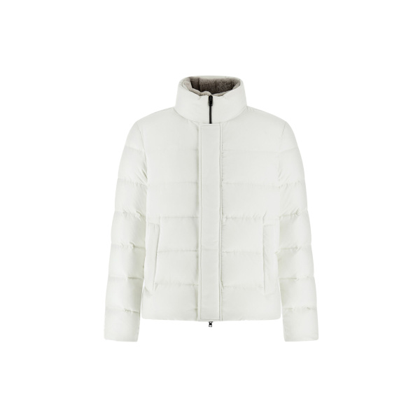 Herno White Bomber Jacket in Arendelle and Faux Fur | Men's Jackets | Luxury Shoes 