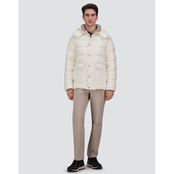 Herno White Parka in Super-Matt Technical Fabric with Monogram | Men's Coats | Luxury Shoes 