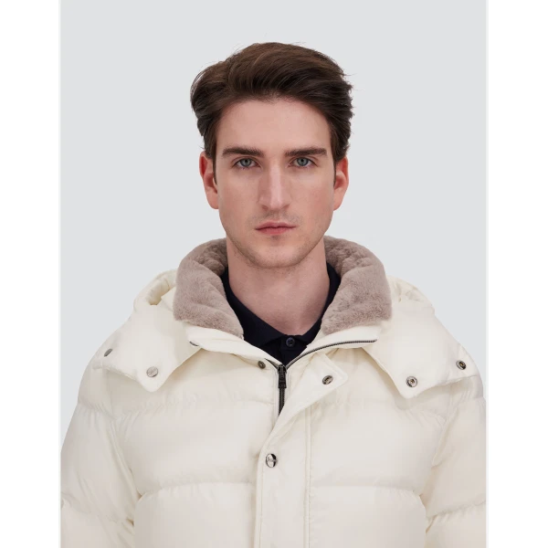 Herno White Parka in Super-Matt Technical Fabric with Monogram | Men's Coats | Luxury Shoes 