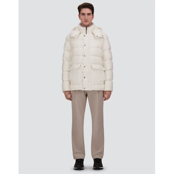 Herno White Parka in Super-Matt Technical Fabric with Monogram | Men's Coats | Luxury Shoes 