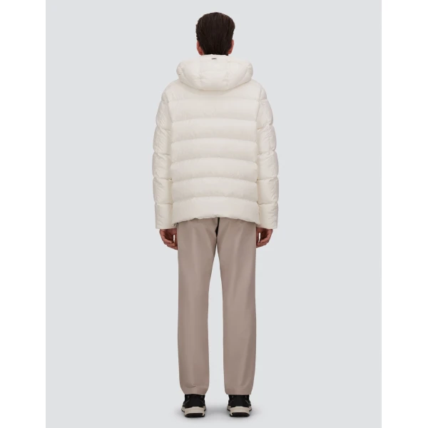 Herno White Parka in Super-Matt Technical Fabric with Monogram | Men's Coats | Luxury Shoes 