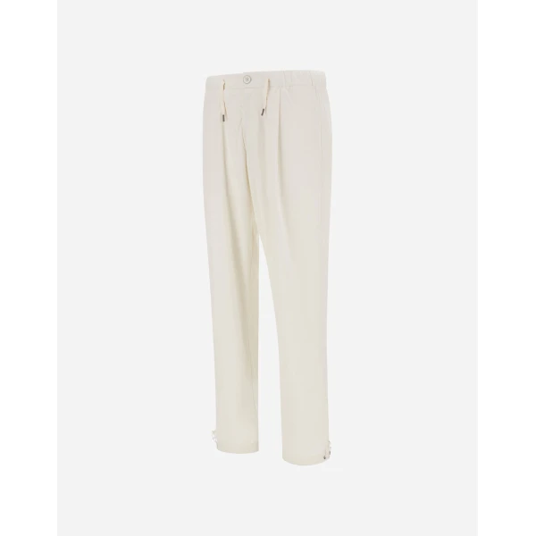 Herno White Resort Trousers in Lightweight Stretch Nylon | Men's Trousers | Luxury Shoes 