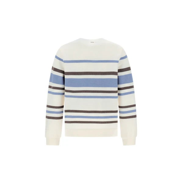 Herno White and Light Blue Sweatshirt in Stripe Cotton Sweater | Men's Sweatshirts | Luxury Shoes 