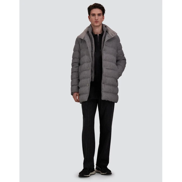Herno Wool-Blend, Viscose and Suede-Effect Carcoat in Light Grey | Men's Coats | Luxury Shoes 