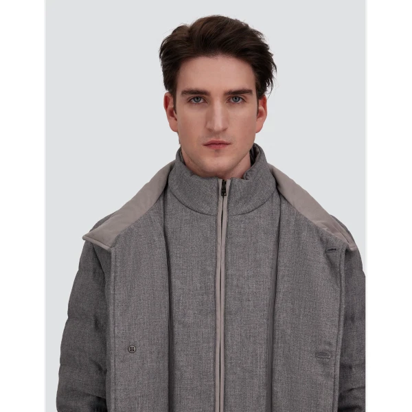 Herno Wool-Blend, Viscose and Suede-Effect Carcoat in Light Grey | Men's Coats | Luxury Shoes 