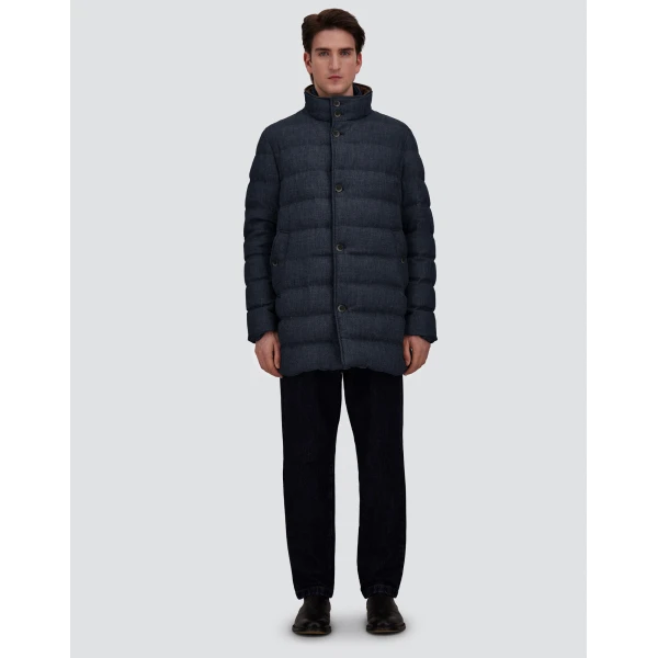Herno Wool-Blend, Viscose and Suede-Effect Carcoat in Navy Blue | Men's Coats | Luxury Shoes 