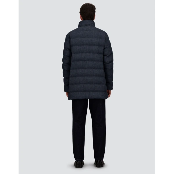 Herno Wool-Blend, Viscose and Suede-Effect Carcoat in Navy Blue | Men's Coats | Luxury Shoes 