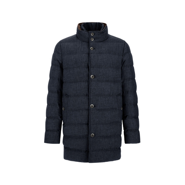 Herno Wool-Blend, Viscose and Suede-Effect Carcoat in Navy Blue | Men's Coats | Luxury Shoes 