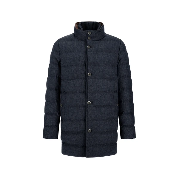 Herno Wool-Blend, Viscose and Suede-Effect Carcoat in Navy Blue | Men's Coats | Luxury Shoes 