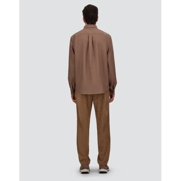 Herno Wool Gabardine Shirt in Light Taupe | Men's Shirts | Luxury Shoes 