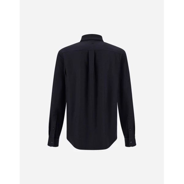 Herno Wool Gabardine Shirt in Navy Blue | Men's Shirts | Luxury Shoes 