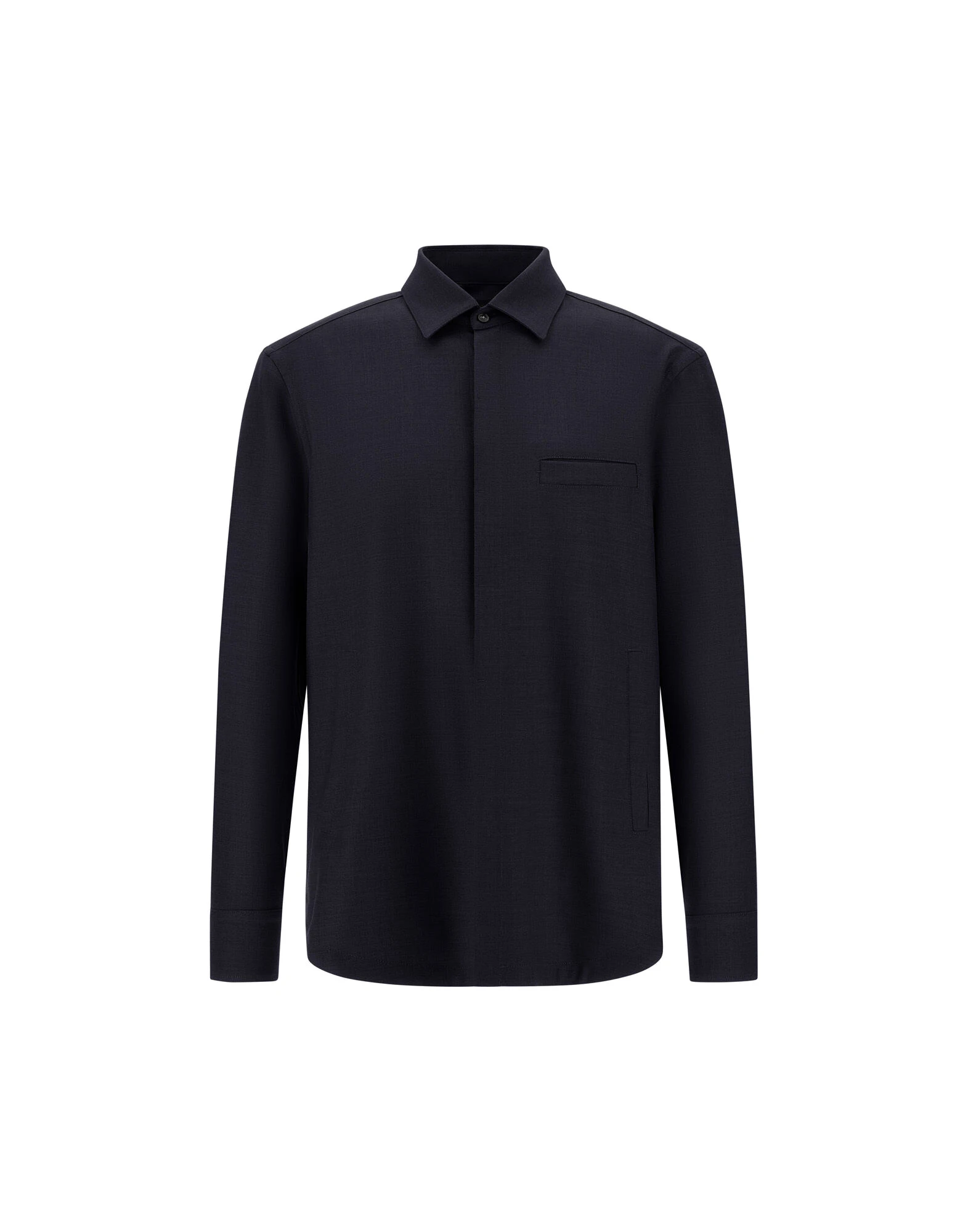 Herno Wool Gabardine Shirt in Navy Blue Herno Wool Gabardine Shirt in Navy Blue | Men's Shirts | Luxury Shoes
