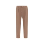 Herno Wool Gabardine Trousers in Light Taupe | Men's Trousers | Luxury Shoes 