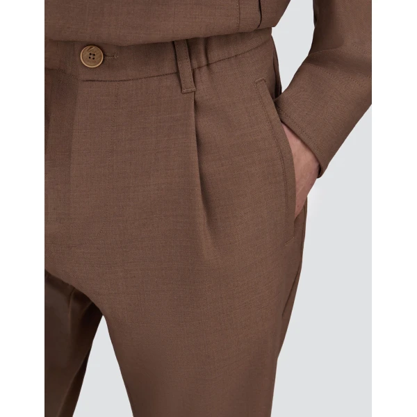 Herno Wool Gabardine Trousers in Light Taupe | Men's Trousers | Luxury Shoes 