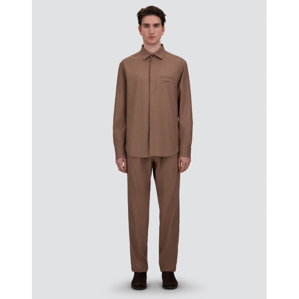 Herno Wool Gabardine Trousers in Light Taupe | Men's Trousers | Luxury Shoes 