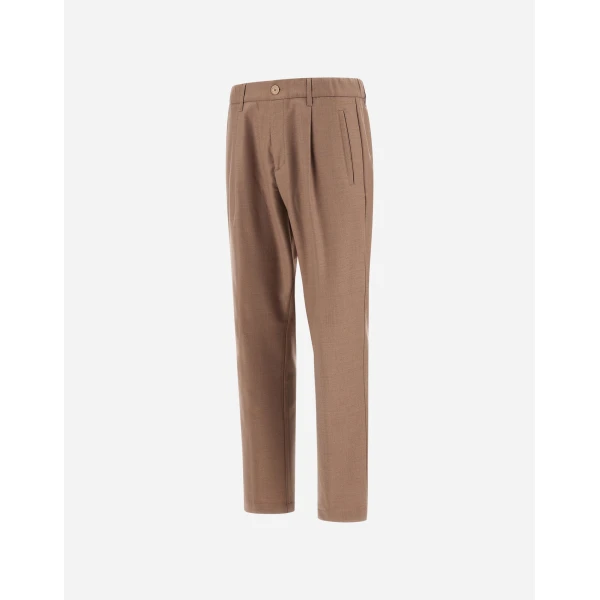 Herno Wool Gabardine Trousers in Light Taupe | Men's Trousers | Luxury Shoes 