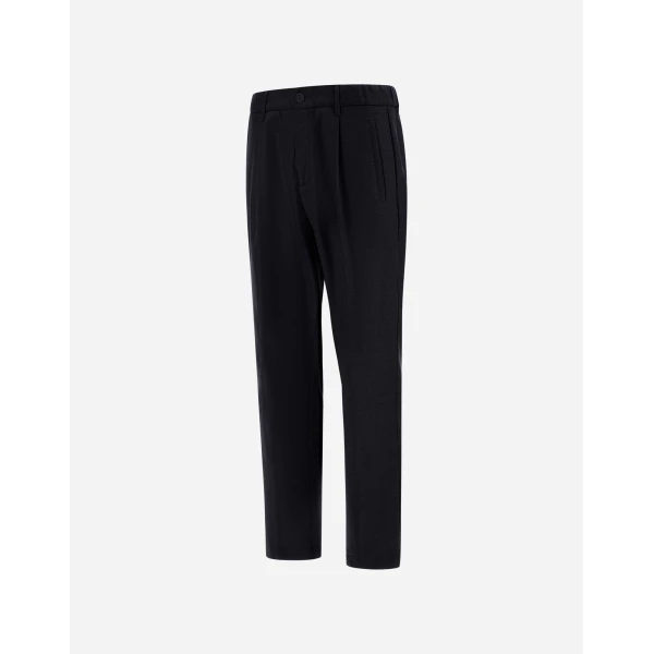 Herno Wool Gabardine Trousers in Navy Blue | Men's Trousers | Luxury Shoes 
