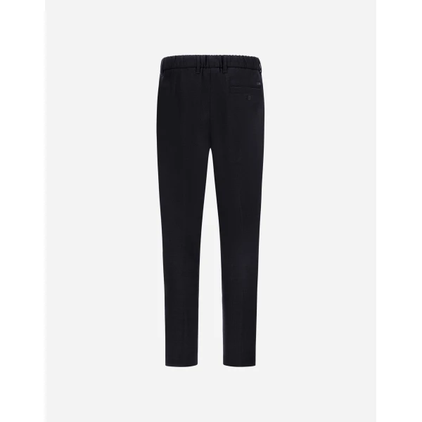 Herno Wool Gabardine Trousers in Navy Blue | Men's Trousers | Luxury Shoes 