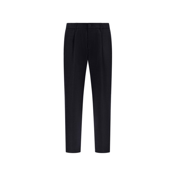 Herno Wool Gabardine Trousers in Navy Blue | Men's Trousers | Luxury Shoes 