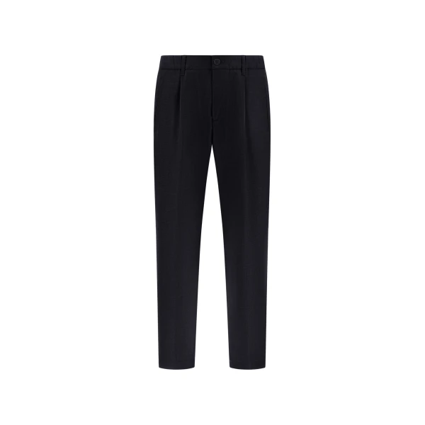Herno Wool Gabardine Trousers in Navy Blue | Men's Trousers | Luxury Shoes 