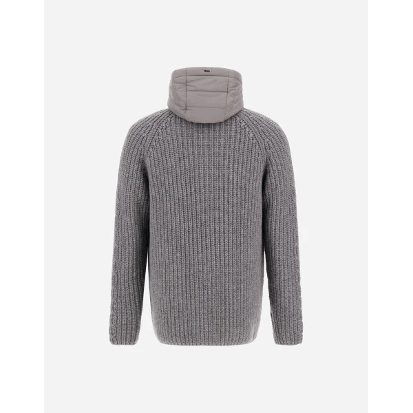 Herno Wool Jacket with Raised Texture and Cable-Knit Detailing in Light Grey | Men's Jackets | Luxury Shoes 