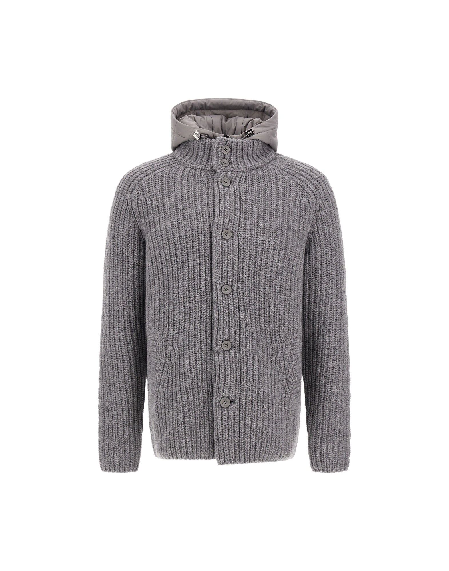 Herno Wool Jacket with Raised Texture and Cable-Knit Detailing in Light Grey Herno Wool Jacket with Raised Texture and Cable-Knit Detailing in Light Grey | Men's Jackets | Luxury Shoes