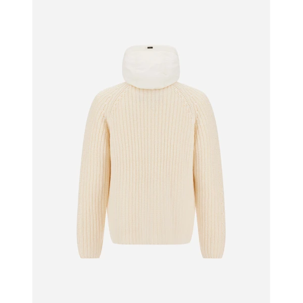 Herno Wool Jacket with Raised Texture and Cable-Knit Detailing in Milk White | Men's Jackets | Luxury Shoes 