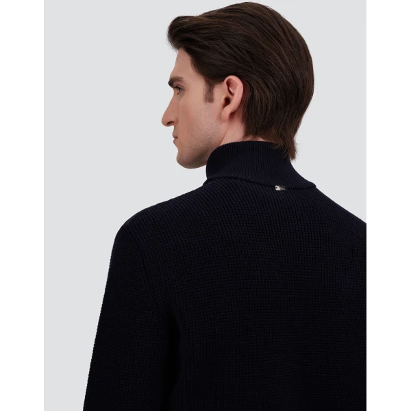 Herno Wool Jacket with a Waffle-Knit Texture and Nylon in Dark Blue | Men's Jackets | Luxury Shoes 
