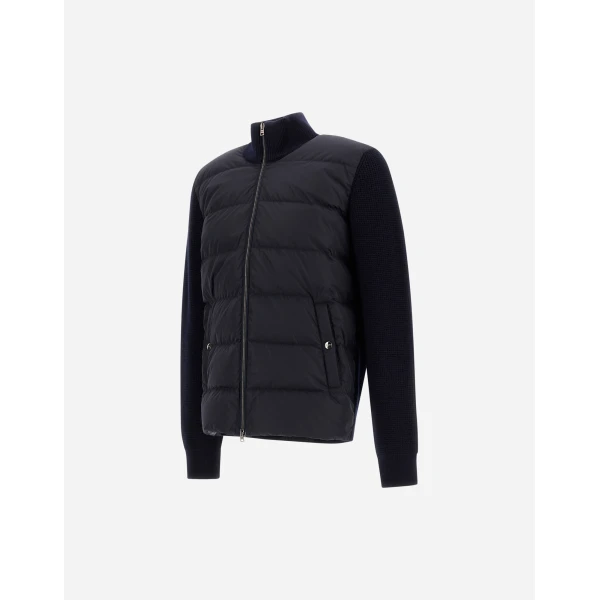 Herno Wool Jacket with a Waffle-Knit Texture and Nylon in Dark Blue | Men's Jackets | Luxury Shoes 