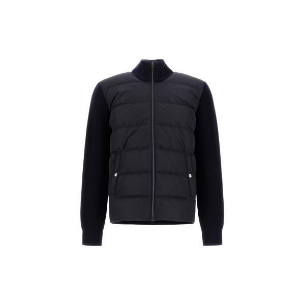 Herno Wool Jacket with a Waffle-Knit Texture and Nylon in Dark Blue | Men's Jackets | Luxury Shoes 