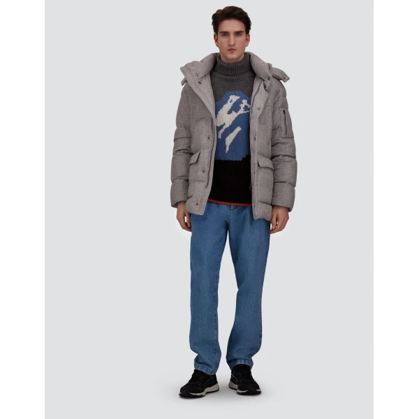 Herno Wool Jacquard Roll-Neck Jumper with Graphic Motif in Dark Brown | Men's Knitwear | Luxury Shoes 