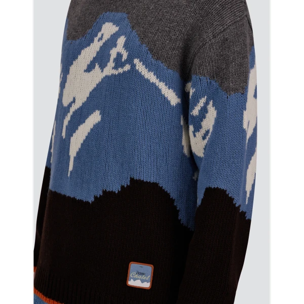 Herno Wool Jacquard Roll-Neck Jumper with Graphic Motif in Dark Brown | Men's Knitwear | Luxury Shoes 