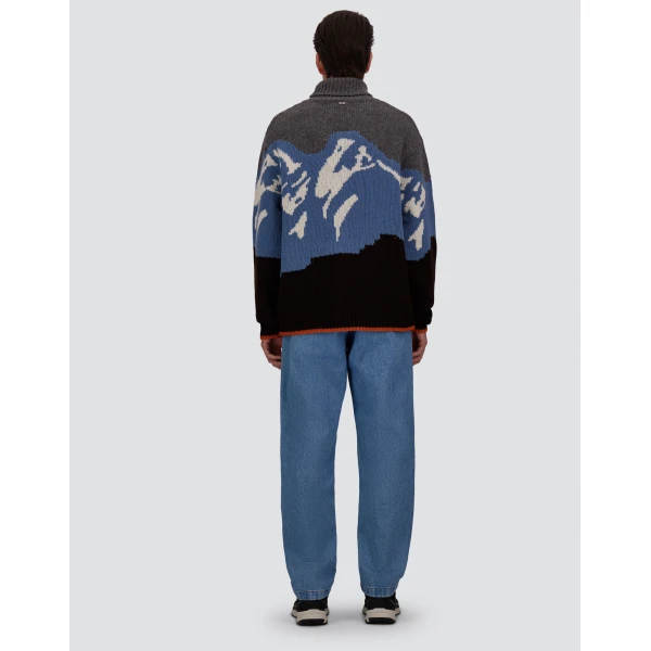 Herno Wool Jacquard Roll-Neck Jumper with Graphic Motif in Dark Brown | Men's Knitwear | Luxury Shoes 