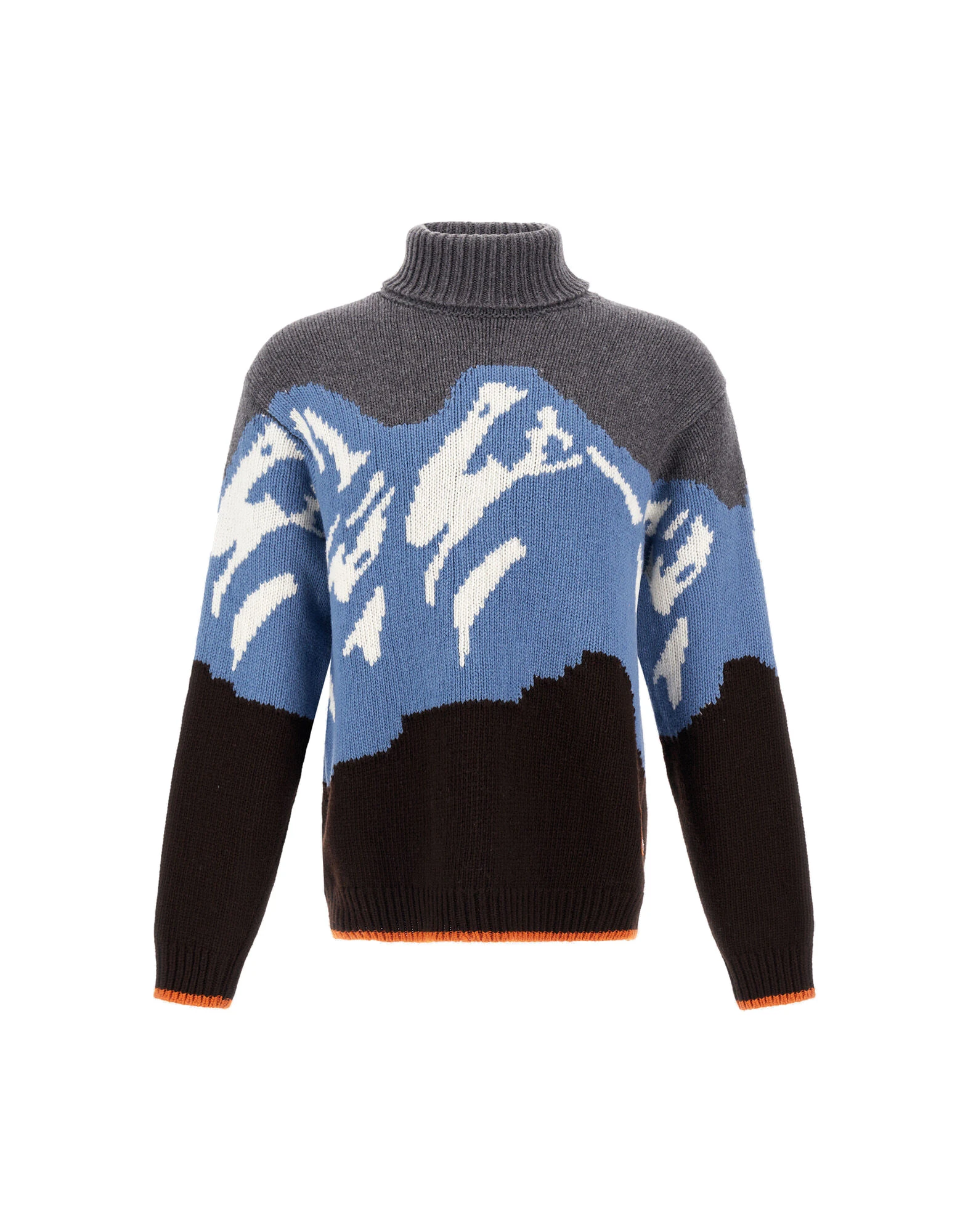 Herno Wool Jacquard Roll-Neck Jumper with Graphic Motif in Dark Brown Herno Wool Jacquard Roll-Neck Jumper with Graphic Motif in Dark Brown | Men's Knitwear | Luxury Shoes