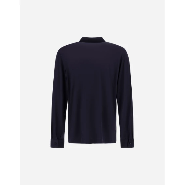 Herno Wool Jersey Polo Shirt in Navy Blue | Men's T-Shirts and Polos | Luxury Shoes 