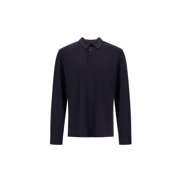 Herno Wool Jersey Polo Shirt in Navy Blue | Men's T-Shirts and Polos | Luxury Shoes 