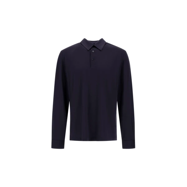 Herno Wool Jersey Polo Shirt in Navy Blue | Men's T-Shirts and Polos | Luxury Shoes 